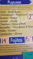 Samantha's Pupusas menu