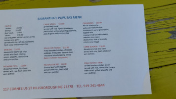 Samantha's Pupusas menu