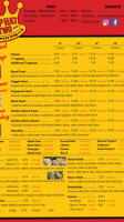 Top Hat Two Pizza King menu