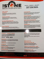 The Stone Brick Oven Kitchen menu