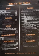 The Tilted Table menu