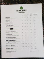 Iron Pipe Alewerks menu