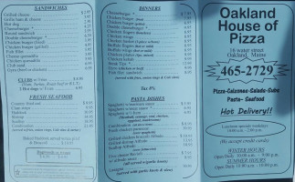 Oakland House Of Pizza menu