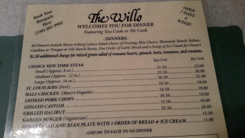Willow Steak House menu
