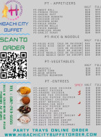 Hibachi City Buffet menu
