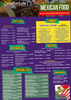 Casa Don Luis Tex-mex menu