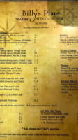 Billy's Place menu