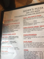 Seder's Pizza menu