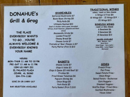 Donahue’s Grill Grog menu