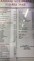 Tandoori Nite Dhaba menu