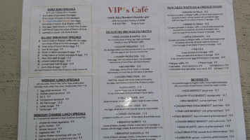 Vip's Cafe menu