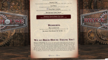 The Brick House menu
