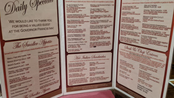 Governor Francis Inn menu