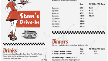 Stan's Drive-in menu