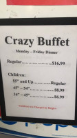 Crazy Buffet menu