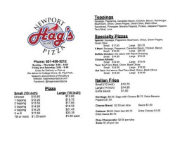 Hag's Newport Pizza menu