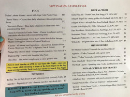 Cine Cuvee menu