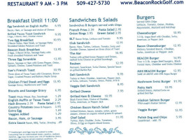 Beacon Rock Golf Course menu