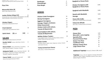 Scotty’s Pizzeria And menu