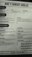 Doc's Sunset Grille menu