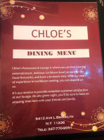 Chloe's Bk menu