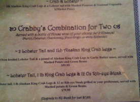 Crabby Jim's menu