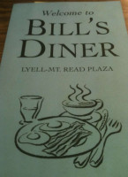 Bill's Diner menu