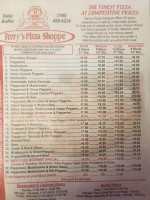 Terry's Pizza Shoppe menu