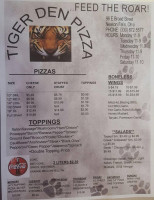 Tiger Den Pizza menu