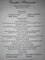 Castelli's menu