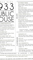 1933 Public House menu