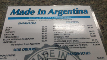 Made In Argentina menu