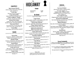 Hogan's Hideaway menu