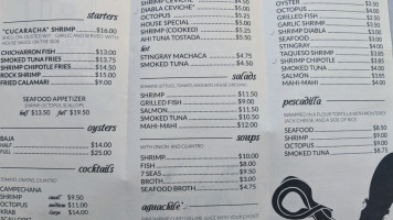Tj Oyster menu