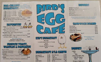 Bird's Egg Cafe menu