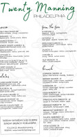 Twenty Manning Grill menu