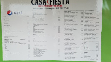Casa Fiesta menu