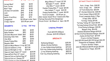 Seafood Ranch Grill menu