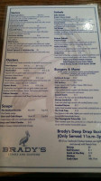 Brady's Steak And Seafood menu
