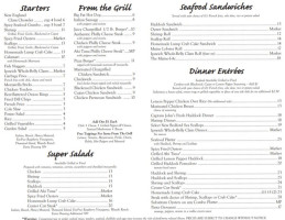 Captain John's Seafood Grille menu
