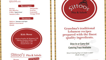 Sittoo's Pita Salads University Circle menu