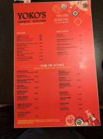 Yoko's Japanese And Sushi menu