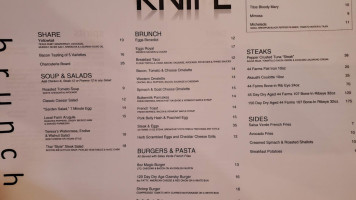 Knife Steakhouse menu