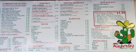 Ruperto's Mexican Food menu