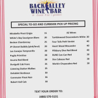 Back Alley Wine menu