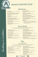 Adams Country Club menu