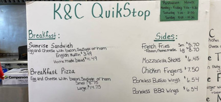 K C Quik Stop And Service Center menu