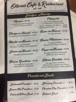 Olivia's Cafe menu