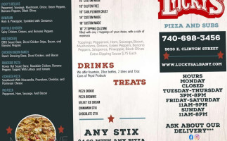 Lucky's Pizza Subs menu