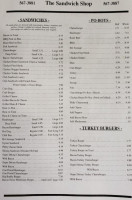 The Sandwich Shop menu